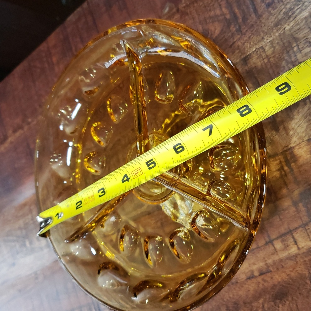 Amber Glass Tri Vintage Dish - Picture 5 of 6